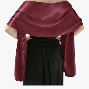 Elegant Burgundy Satin Shawl